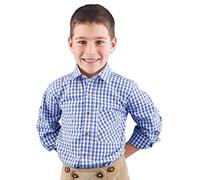 Isar-Trachten Trachtenhemd Kinder Jungen 52915 blau Kariertes Hemd Jungen - 74
