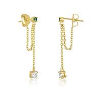 ISCBAFYX 2 ück 100% echtes S925-Sterlingsilber, Ohrstecker, grüner Zirkon-Ohrring für Damen und Mädchen, Pendientes, Ohrringe, Bling-Kristall, feiner Jewerly yc706 (Gem Color: 13 Gold)