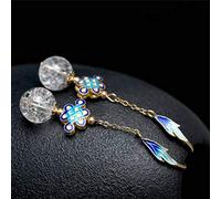 ISCBAFYX Ohrringe für Mädchen, Ohrstecker für Frauen, S925, kreative Ohrringe im ethnischen Stil, Persönlichkeit, Emaille, chinesischer Knoten, Kristall-Tropfenohrringe, Klassische Eleganz, modische