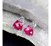 ISCBAFYX Ohrringe für Mädchen, Tropfen-Ohrring, S925-Sterlingschmuck, handgefertigter thailändischer weiblicher roter, facettierter Granat-Ohrstecker, passend zu Allen blauen Sandsteinen, 925