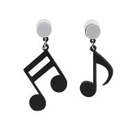 ISCBAFYX Schwarze, asymmetrische Acryl-Hängeohrringe für Mädchen mit Musiknoten, Modeschmuck