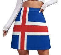 Island-Flagge Rock Damen,Elemente Der Nationalflaggestretchy Bodycon Mini Skirt, Elastischer Sexy Bleistiftrock Mit Hoher Taille, Hüftrock Für Party, Rave Und Wickelrock Für Damen