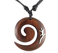 Island Piercings Halskette Gecko Koru Spirale Maori Design Anhänger aus Holz längenverstellbar N134