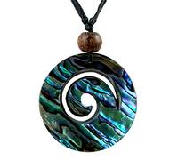 Island Piercings Halskette mit Maori Anhänger Koru Spirale Abalone Perlmutt längenverstellbar N321