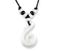 Island Piercings Handgefertigter weisser Anhänger Halskette im Maori Bone Design PB187