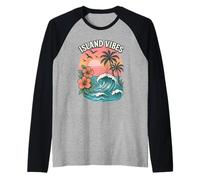 Island Vibes Ocean Wave Sunset Palmen Tropical Hawaii Raglan