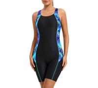 iSLASISIA Sport Badeanzug Damen mit Cups Racerback Schwimmanzug mit Bein für Schwimmen und Aqua Fitness