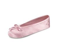 Isotoner Ballerinas für Damen, Satin-Hausschuhe mit weicher Schleife und Wildledersohle, Dunkle Orchidee, SM