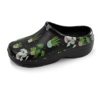 Isotoner Clogs Damen für die Gartenarbeit, bequem, strapazierfähig und leicht, 39 EU, Schwarz Pflanze