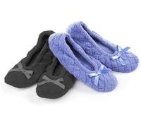 Isotoner Damen 2 Pack Ballerina Slipper Quilted And SolidBallerinas