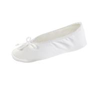 Isotoner Damen Ballerina Satin Hausschuh, Weiß, 39/40 EU