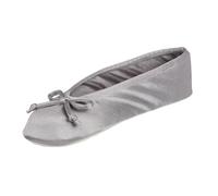 Isotoner Damen-Ballerinas, Satin-Hausschuhe mit weicher Schleife und Wildledersohle, asche, 6.5-7.5
