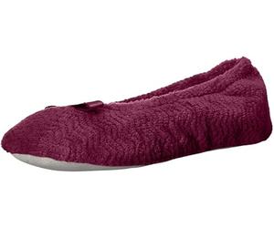 isotoner Damen Chevron Microterry Ballerina Slipper mit feuchtigkeitsableitendem Futter, Schleife und Wildledersohle für Komfort, Rose Violet, 5-6