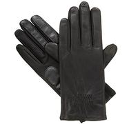 isotoner Damen Classic Stretch Leder Touchscreen Kaltwetterhandschuhe Fleecefutter, Schwarz, Small-Medium