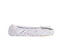 Isotoner Damen Embroidered Terry Ballerina Slippers Flache Sandalen, Heather Grey Weiche Schleife, 41 EU