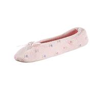 isotoner Damen Embroidered Terry Ballerina Slippers Hausschuh, Rosa weiche Schleife, 39 EU