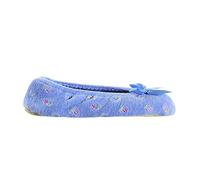 Isotoner Damen bestickte Frottee Ballerina Hausschuhe, Periwinkle Weiche Schleife, 36.5/37.5 EU