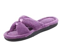 isotoner Damen Signature X-Slide Hausschuhe Satin Besatz mit Memory Foam, Ultraviolet, 39.5/40 EU