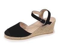 Isotoner Espadrille Damen mit 6 cm-Absatz, ultrabequem, Memory-Sohle, 40 EU, Schwarz