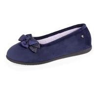 Isotoner Hausschuhe Ballerinas Damen Microvelours, marine, 36 EU