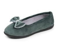 Isotoner Hausschuhe Ballerinas Damen weich, ultra-bequem und leicht, Komfort ergonomische Sohle EVERYWEAR Technologie, 39 EU, Salbei Schleife Schillernd