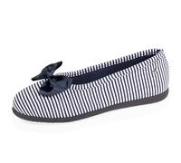 Isotoner - Hausschuhe Ballerines Ergo Everywear - Jersey Bio Marinière - Grand Nœud W - blau - Größe 39
