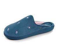 Isotoner Hausschuhe Pantoletten Damen ultrabequem und leicht, Memory Foam ergonomische Einlegesohle EVERYWEAR Technologie, 40 EU, Entenblaublumen