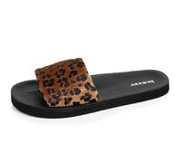Isotoner Pantoletten Damen Sommer-Strand-Sandalen, Eva-Sohlen leicht und bequem, 37 EU, Leopard/schwarz