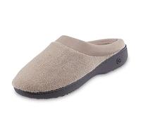 Isotoner Women’s Classic Microterry Hoodback Slippers, Stone, 6.5/7