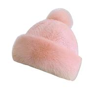 iSpchen Damenmütze Fellmütze Kunst Pelz Mütze Kunstpelzmütze Winter Warme Mütze Kunstfell Wintermütze Bommel Ohrenschutz Cap Mütze,Rosa