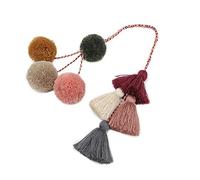 iSpchen Handgemachte Bunte Böhmische Quaste Pom Pom Ball Handtasche Tasche Geldbörse Zubehör Charms Keychain Schlüsselanhänger Regenbogen Hairball Damen EINWEG