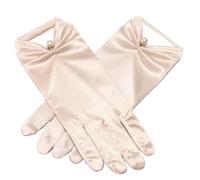 iSpchen Kurze Satin Handschuhe Perle Hochzeit Handschuhe Retro Kurze Handschuhe Bankett Kleid Handschuhe Elegant Brauthandschuhe für Hochzeits Opern und Abendessen,Sekt