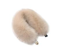 iSpchen Plüschkragen Halswärmer Damen Faux Fuchspelz Kragen Kunstfell Schal Thermo Halstuch mit Knöpfen Flauschiger Nacken Kleidung Zubehör, Wintergeschenk, 53cm, Beige 1