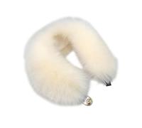 iSpchen Plüschkragen Halswärmer Damen Faux Fuchspelz Kragen Kunstfell Schal Thermo Halstuch mit Knöpfen Flauschiger Nacken Kleidung Zubehör, Wintergeschenk, 53cm, Beige 2
