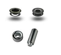 ISTA TOOLS T-1 Ösen 100 Stück, rostfrei Grundmaterial Messing + Einschlagstempel, Metallösen f. Leder Stoff Textil (6 x 11 mm, Antik)