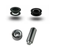 ISTA TOOLS T-1 Ösen 100 Stück, rostfrei Grundmaterial Messing + Einschlagstempel, Metallösen f. Leder Stoff Textil (8 x 15 mm, Schwarz)