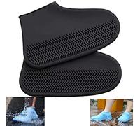 Istloho 1 Paar Silikon Überschuhe Wasserdicht rutschfest Wiederverwendbare Schuhüberzieher für Regen, Schneetag, Schlammige Straßen für Damen und Herren (Schwarz, L)