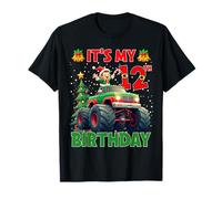 It’s My 12th Birthday Xmas Elf Monster Truck Christmas Kids T-Shirt