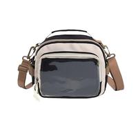 Ita Bag Rucksack mit Nadeleinsatz aus Segeltuch, einzelne Schultertasche, Umhängetasche, kontrastierende Handtasche und Geldbörse für Damen, Schwarz, Kompakt