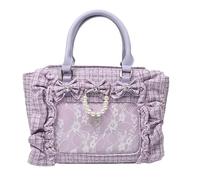 Ita Bag Schultertasche mit Nadeln, Schultertasche, Rüschen, Schleife, Geldbörse und Handtasche für Damen, Nylon-Tragetasche mit Einsatz, Violett