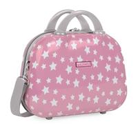 ITACA - Hartschale Kosmetikkoffer jugendlich. Kulturtasche aus Polykarbonat. Spiegel Reißverschluss. Einziehbare Griff und Umhängetasche. Licht und bequem., Rosa