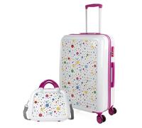 ITACA - Kinderkoffer Koffer Kindertrolley für Reisen mit Leichtgewicht stabilem Design geräumigem Innenfach ideal für Urlaub Schule und Wochenendausflüge. Zahlenschloss, Weiss