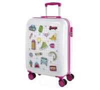 ITACA - Kinderkoffer Koffer Kindertrolley für Reisen mit Leichtgewicht stabilem Design geräumigem Innenfach ideal für Urlaub Schule und Wochenendausflüge. Zahlenschloss, Weiss