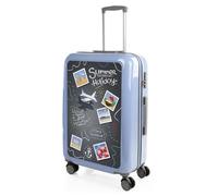 ITACA - Koffer Mittelgroß - Polycarbonat hochwertiger und Stabiler reisekoffer mit 4 Rollen - Leicht mit Kombinationsschloss. Blau