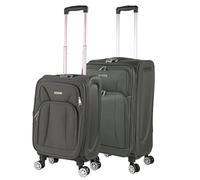 ITACA - Kofferset Weichschale, Koffer Set 2 Teilig, Reisekoffer Set Mit Handgepäck Erweiterbares Volumen, Weichschalenkoffer Mit 4 Rollen Für Reisen. Zahlenschloss, Grau