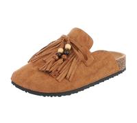Ital Design Damen Sandalen & Sandaletten, Textil, Flach, runde Form, Camel, Gr. 39