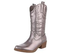 Ital Design Damen Stiefel mit Reißverschluss und Blockabsatz, spitze Form, Bronze, Gr. 38