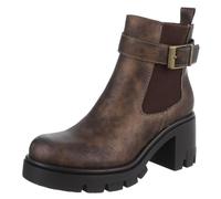 Ital Design Damen Stiefeletten mit Reißverschluss und Blockabsatz, runde Spitze, Bronze, Gr. 36