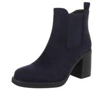 Ital Design Damen Stiefeletten mit Reißverschluss und Blockabsatz, runde Spitze, Dunkelblau, Gr. 38