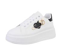 Ital Design Damenschuhe Freizeitschuhe Sneakers Low, YH42-, Kunstleder, Weiß Schwarz, Gr. 39